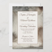 ニュートラル結婚ムーディーズテンプレートQRコード水色 招待状 (正面)