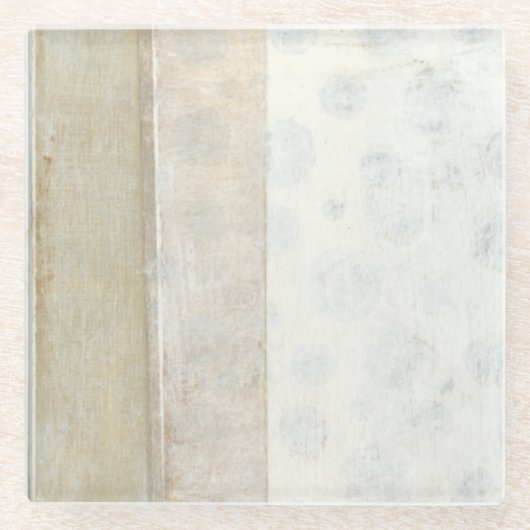 ニュートラル絵画カラーの装飾パネル ガラスコースター (正面)