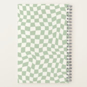 ニュートラル緑の波状チェックモノグラムの名 ノートブック (裏面)