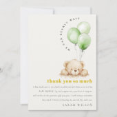 ニュートラル緑Bearly待ちバルーンベビーシャワー サンキューカード (正面)
