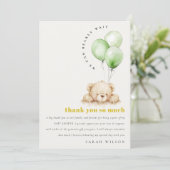 ニュートラル緑Bearly待ちバルーンベビーシャワー サンキューカード (スタンド正面)
