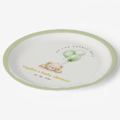 ニュートラル緑Bearly待ちバルーンベビーシャワー ペーパープレート (アングル)