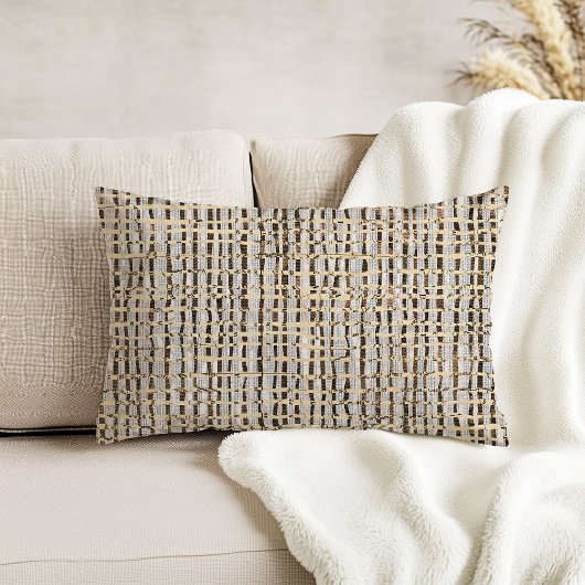 ニュートラル織りルッフェイクルリネンパターングレーブラウン アクセントクッション