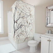 ニュートラル自然と鳥のスズメ シャワーカーテン (インサイチュ)