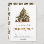 ニュートラル自然トーン緑のクリスマスツリー錆び 招待状 (正面/裏面)