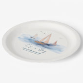 ニュートラル航海のミニマリスト帆船ベビーシャワー ペーパープレート (アングル)