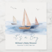 ニュートラル航海のミニマリスト帆船ベビーシャワー ワインラベル (シングルラベル)