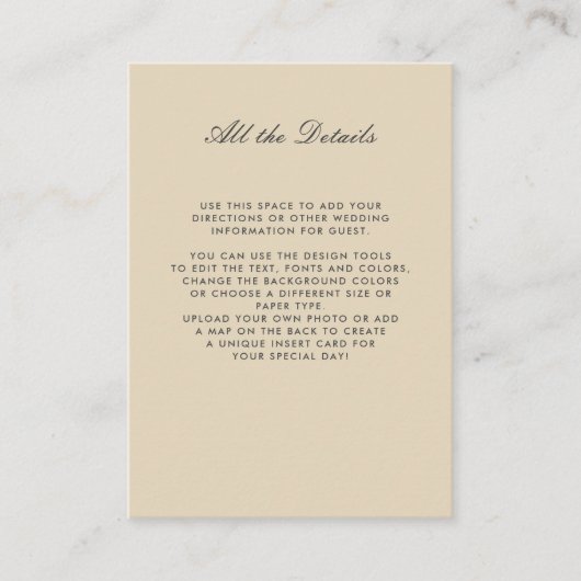 ニュートラル色のフローラ結婚の詳細方向 エンクロージャーカード (正面)