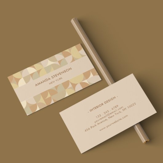 ニュートラル色の幾何学的パターン 名刺