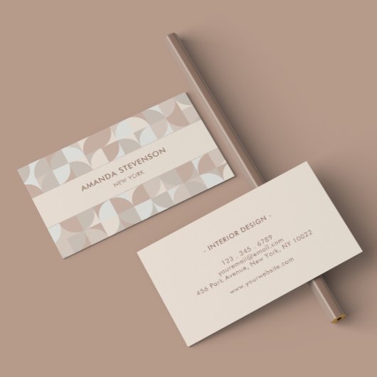 ニュートラル色の幾何学的パターンII 名刺