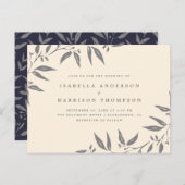 ニュートラル色の植物の水彩画は結婚式を去ります インビテーションポストカード (正面/裏面)