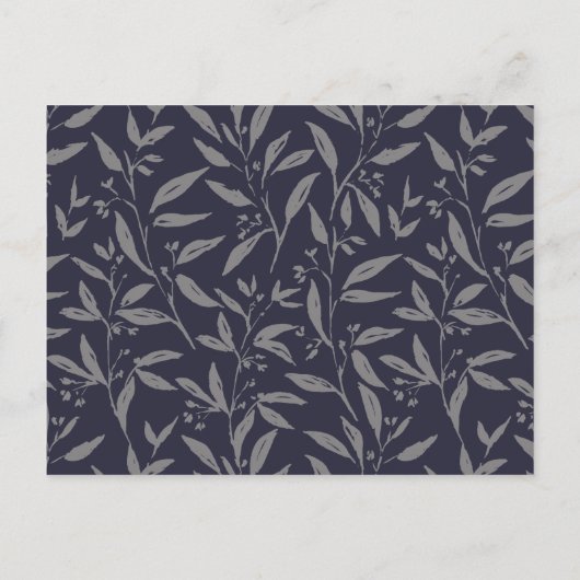 ニュートラル色の植物の水彩画は結婚式を去ります インビテーションポストカード (裏面)