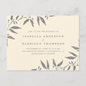 ニュートラル色の植物の水彩画は結婚式を去ります インビテーションポストカード (正面)