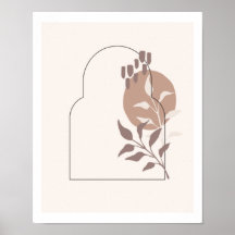 ニュートラル葉ボタニカルシンプルラインアーチコラージュ