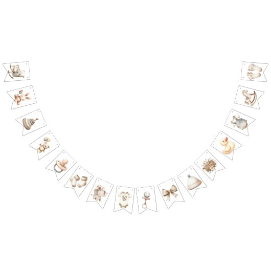 ニュートラル赤ちゃんシャワーのバンティングバナー バンティングフラッグ (全)