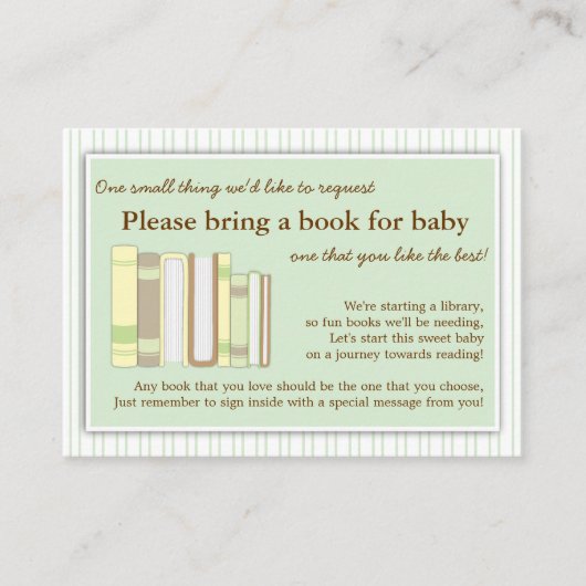 ニュートラル赤ちゃんシャワーブック挿入リクエストカードミント エンクロージャーカード (正面)