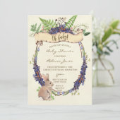 ニュートラル赤ちゃんシャワー招待森うさぎバニー 招待状 (スタンド正面)