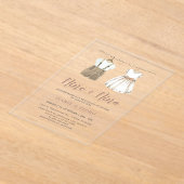 ニュートラル赤ん坊の服スペインの性リビール アクリル招待状 (レイダウン)