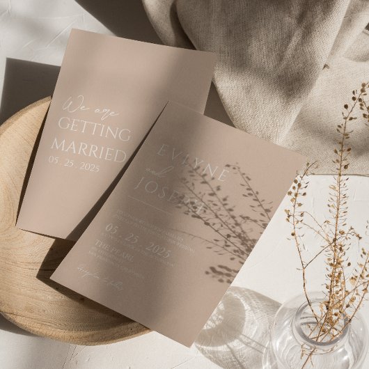 ニュートラル赤面ミニマリストモダンボホ結婚ズ 招待状