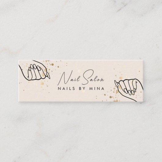 ニュートラル金ゴールドスペックスハンドネイルサロン スキニー名刺 (正面)