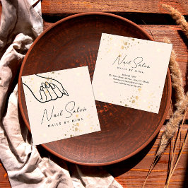 ニュートラル金ゴールドスペックスハンドネイルサロン スクエア名刺