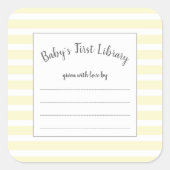 ニュートラル黄ストライプ色の赤ちゃんシャワーブックシール スクエアシール (正面)