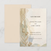 ニュートラル アールデコ フラワー Save The Date カード (正面/裏面)