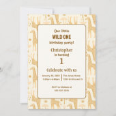 ニュートラル イエロー キリン サファリ Wild One バースデー 招待状 (正面)