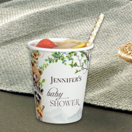 ニュートラル ウッドランド ワイルドライフ ベイビー シャワー パーティー ドリンク 紙コップ