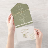ニュートラル オリーブ グリーン ウェディング オールインワン 招待状 (貼ってはがせる)