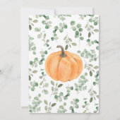 ニュートラル グリーンネリー オレンジ カボチャ ベイビー シャワー 招待状 (裏面)