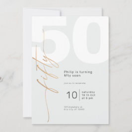 ニュートラル ゴールド エレガント カリグラフィー 誕生日 招待状