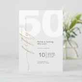 ニュートラル ゴールド エレガント カリグラフィー 誕生日 招待状 (スタンド正面)