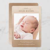 ニュートラル シンプル オンブレ フォト 出生発表 招待状 (正面/裏面)