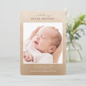 ニュートラル シンプル オンブレ フォト 出生発表 招待状 (スタンド正面)