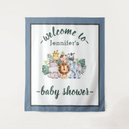 ニュートラル ジャングル サファリ 動物 ベビー シャワー ワイルド ワン タペストリー