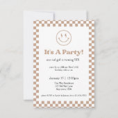 ニュートラル チェックのラッド キッズ 誕生日招待状 招待状 (正面)