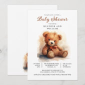 ニュートラル テディベア ベビーシャワー 招待状 (正面/裏面)