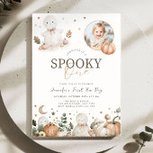 ニュートラル ハロウィン スプーキー 1歳の誕生日 招待状