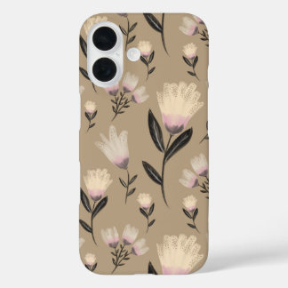 ニュートラル フラワー iPhone カー'ス | ソフト ブルッシュ モダン ボタニカル 16ケース