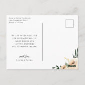 ニュートラル フローラル カリグラフィー ウェディング フォト サンクス ポストカード (裏面)
