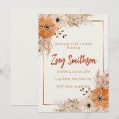 ニュートラル フローラル ブライダル or ベイビーシャワー カード (正面/裏面)