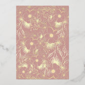 ニュートラル フローラル ローズゴールド ウェディング 箔招待状 (裏面)