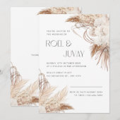 ニュートラル ブラウン ボヘミア 水彩 フラワー 招待状 (正面/裏面)