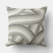 ニュートラル/ベージュレトロレインボーストライプパターン クッション (正面)