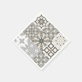 ニュートラル、ベージュ、グレー、モロッコタイル スタンダードカクテルナプキン (角)