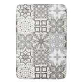 ニュートラル、ベージュ、グレー、モロッコタイル バスマット (正面縦)