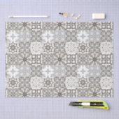 ニュートラル、ベージュ、グレー、モロッコタイル 薄葉紙 (クラフト)