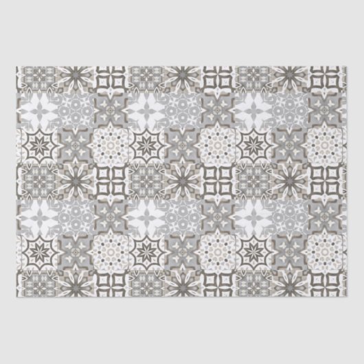 ニュートラル、ベージュ、グレー、モロッコタイル 薄葉紙 (正面)