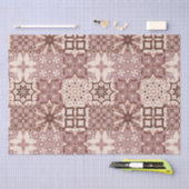 ニュートラル、ベージュ、赤、ピンク、モロッコタイル 薄葉紙 (クラフト)
